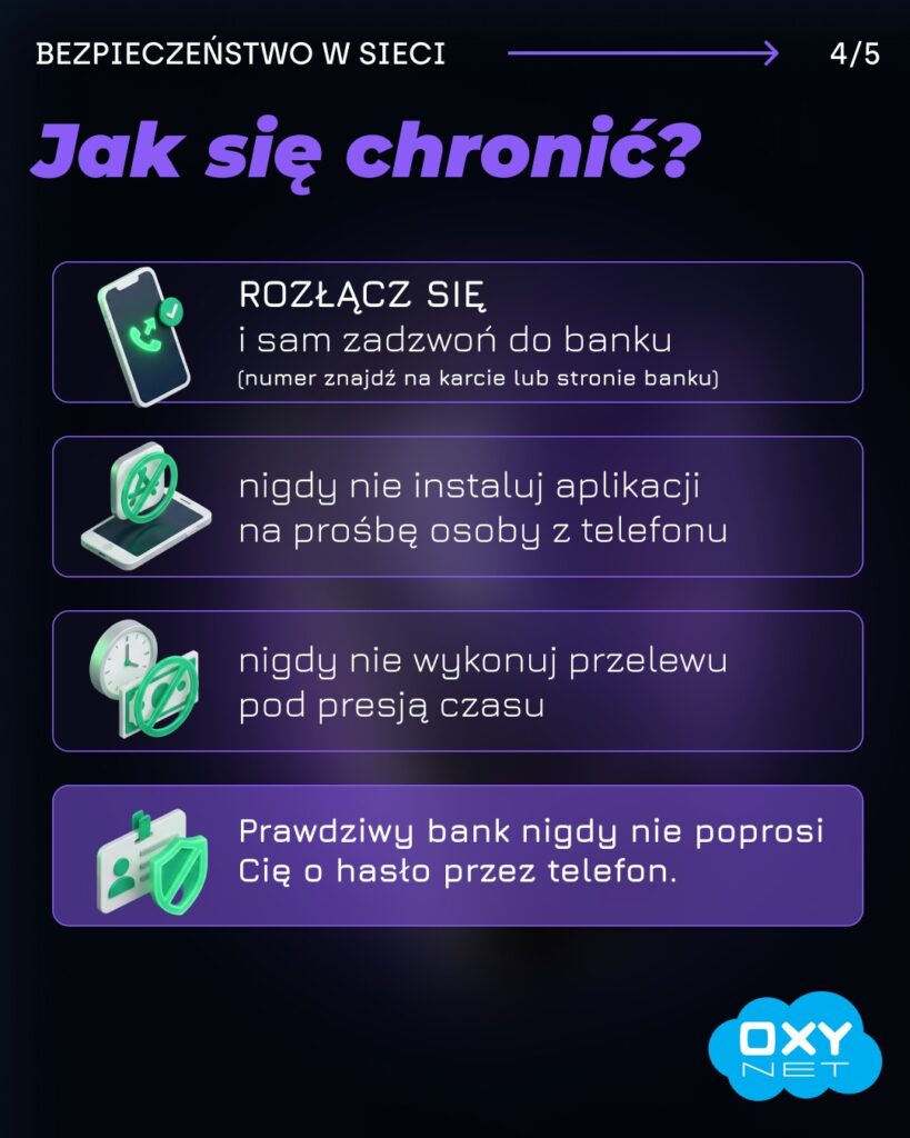 Jak chronić się przed spoofingiem: rozłącz się, samodzielnie zadzwoń do banku i nie przekazuj hasła.